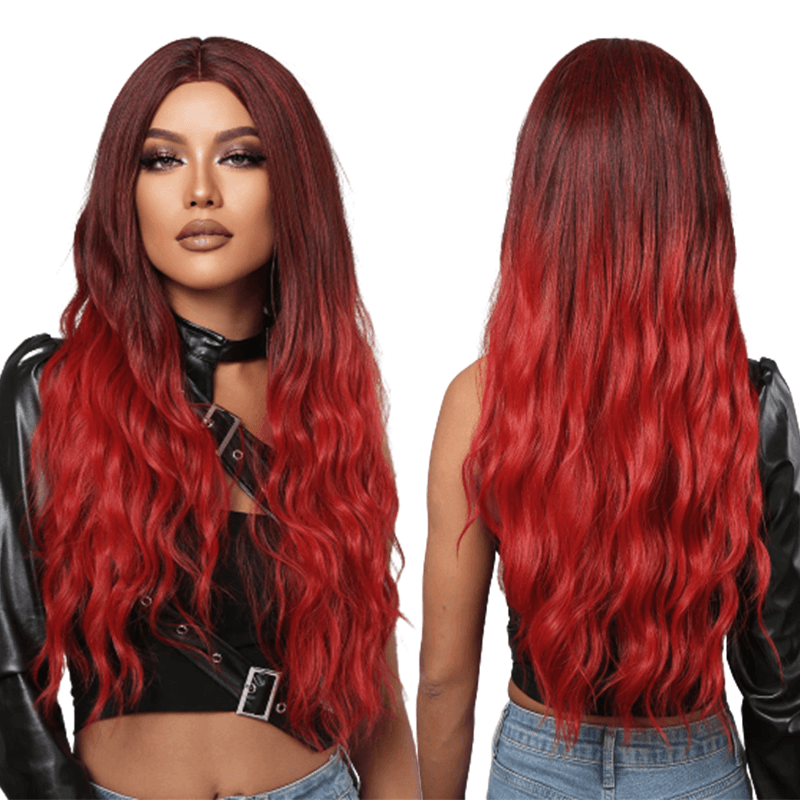 Long Wavy Ombre Red Synthetic Wigs 30" - BEAUTY BELLO®