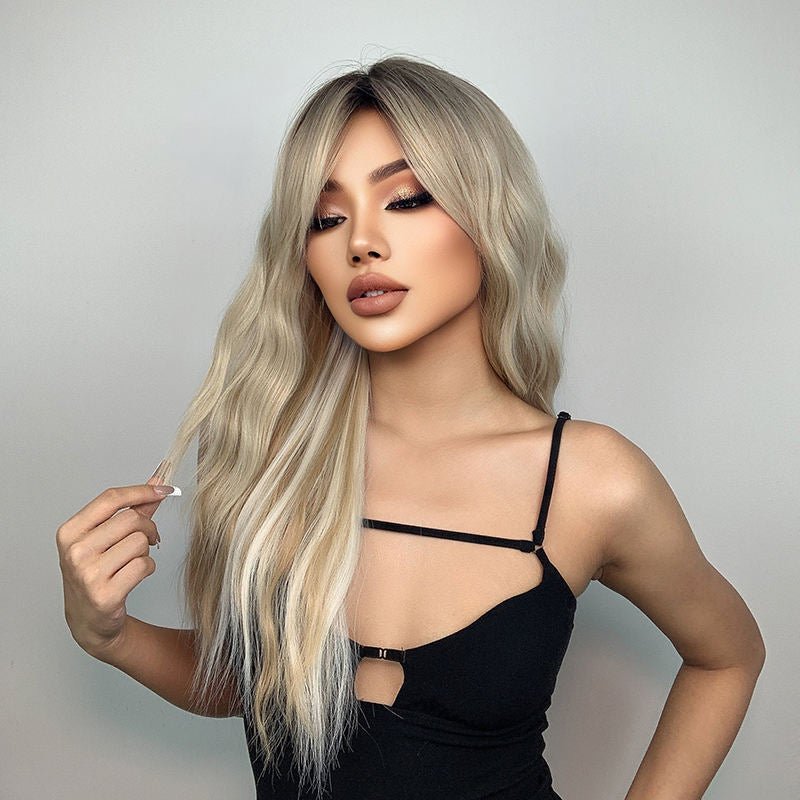 Ombre Platinum Blonde long wavy Synthetic hair Wigs 26" - BEAUTY BELLO®